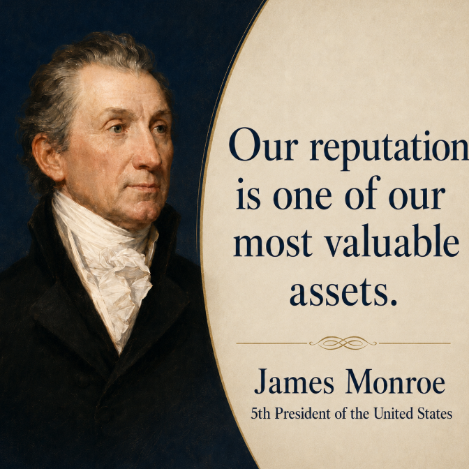 James Monroe portrait with reputation quote
